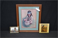 3pcs Native American Indian Girl Pictures