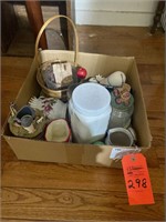 Box Lot Canister, Basket and Wind Chime