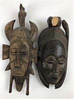 Pair of Antique Hand Carved African Masks