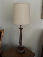One Of Two Matching Tall Brass Table Lamps