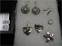 Group of Mexican jewelry, all with abalone
