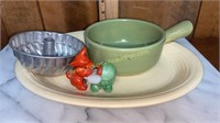 Fiesta platter with mold and japan dog figurine