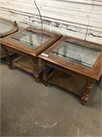 Pair of glass-top end tables, 21" square x 16 tall