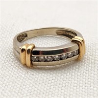 14K White & Yellow Gold Ring Diamonds