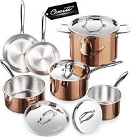 Ciwete Tri-ply SS Pot & Pan Set  Copper  10 Pc