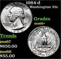 1984-d Washington Quarter 25c Grades GEM++ Unc