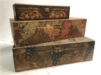 Collection Victorian Flemish Pyography Boxes