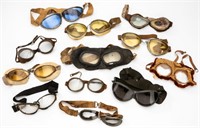 Large Lot of 12 Various Aviation Goggles