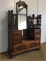 Antique Burled Walnut Vanity Dresser