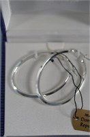 925 Sterling Silver Oval Hoop Earrings,  NIB