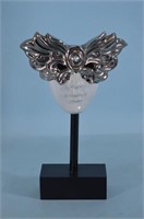 Porcelain Masquerade Mask on Stand
