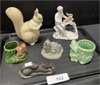 Ceramic & Metal Squirrel Figures.