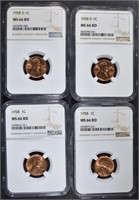 2-1958 & 2-58-D LINCOLN CENTS NGC MS-66 RED