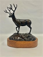 1978 Bronze Deer Statue "One Last Look" F.M. Mont.