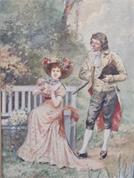 Van Garden,Courting Couple Portrait, Oil on Canvas