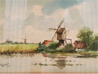Edlingtons, Antique Dutch Watercolour, Signed