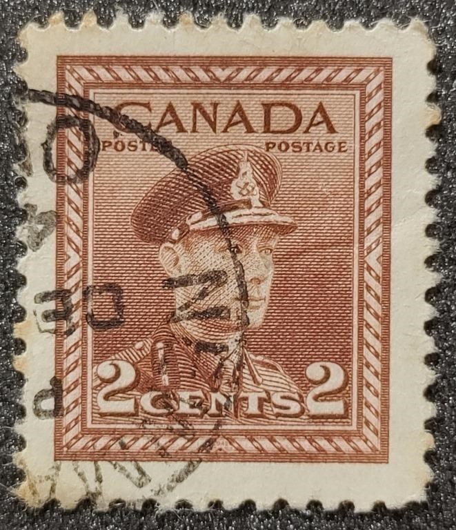 Canada 1942 WWII George VI, 2 Cents Stamp #250