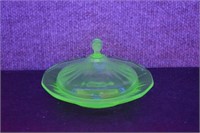 Vintage Green Depression Glass Butter Dish