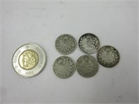 5 x 0.10$ Canada silver