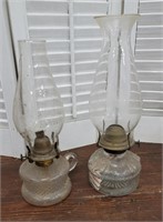 2 Oil Lamps - Found In Old Farmhouse Attic -
