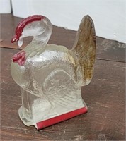 Vintage glass turkey candy container with