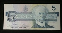 1986 Canada $5 bill