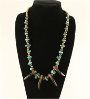 Old Pawn Turquoise & Bear Claw Nugget Necklace