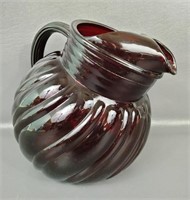 Ruby Red Glass Ice Lip Pitcher