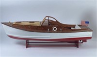 WOODEN MODEL OF RUNABOUT BOAT