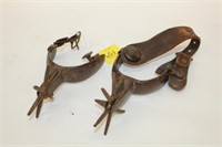 Pair of Antique Metal Spurs w/ leather straps