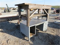 Steel Desk & Wood Work Bench