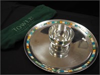 Towle two-piece chip-and-dip set with inlaid