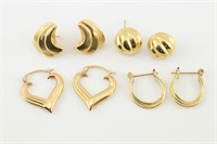 4 Pair Gold Earrings