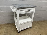 Rolling Marble Top Microwave Cart