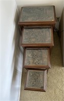 Four Carved Nesting tables