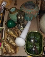 Lot With Metal Pinecones Thinking Man Pottery