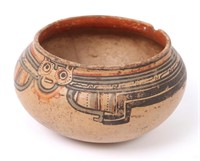 Costa Rican Polychrome Pottery Face Bowl