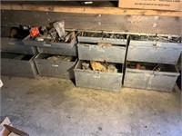4 large bolt bins with everything in them