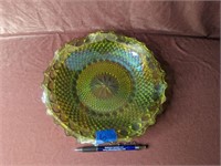Green Iridescent Indiana Glass Platter