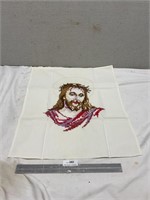 Jesus Needle Point Vintage Pillow Case