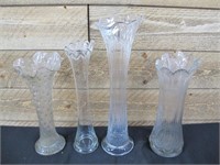LOT OF 4 TALL STRETCH VASES   TALLEST IS 14 CLEAN
