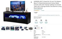 N9611 LED TV Stand for 55 TVs w/ 2 Drawers Black