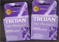 2 Trojan Her Pleasure condoms 3 per pack