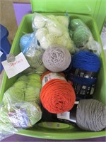 random skeins in green tote