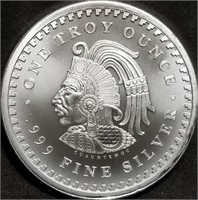 1 Troy Oz .999 Silver Aztec Calendar Round BU