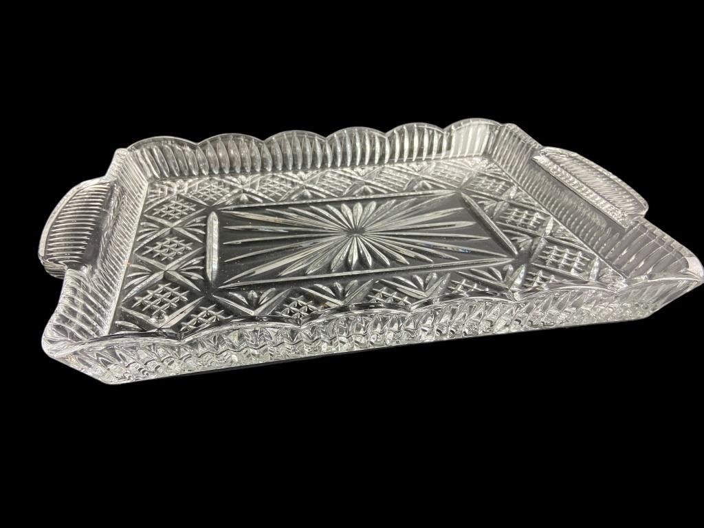 Heavy Crystal Serving Tray 14x11"