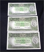 Three high grade Australian £1 banknote