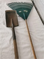 Broad Leaf-Rake and Garden Shovel