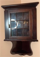 Solid Wood Corner Wall Cabinet W/ Glass Door