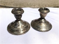Sterling Cement Filled Candlestick Holders